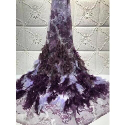 High quality african French net tulle Lace Fabric SYJ-93685 for party Hot selling glued glitter lace fabric