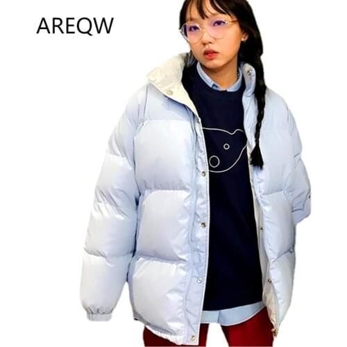 Women Men Winter Clothes Unisex Two-sided Wear Cotton Parkas Womens Winter New Loose Students All-match Ins Thick Winter Jacket
