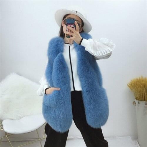 Real Fur Fox Vest natural Fox Fur Waistcoat whole skin fox sleeveless jacket woman winter warm