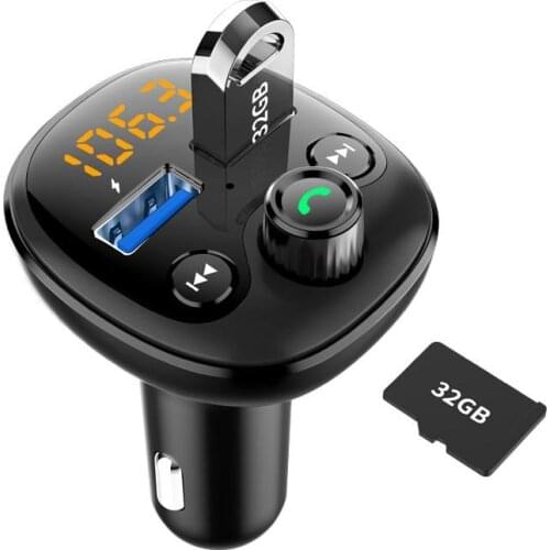 LCD Screen FM Transmitter U Disk Music Player Wireless Car MP3 Audio Bluetooth Handsfree Car Kit Dual USB QC3.0 Fast Charger