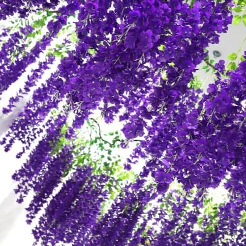 1Pcs Artificial Flowers Wisteria Rattan String Vine with Green Leaves for Home Wedding Garden Decoration Hanging Garland Wall