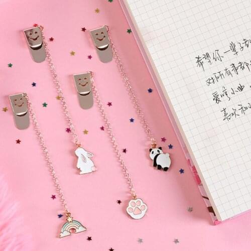 1pc Cute Panda Dog Rabbit Star Rainbow Pendant Metal Bookmarks Stationery School Office Book Marker Page Clip Student Gift C26