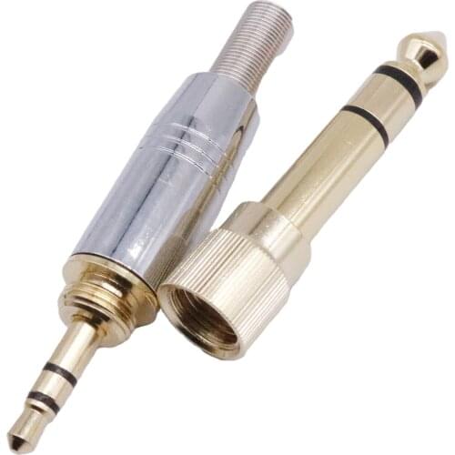 10 Sets 6.35mm Male to 3.5mm Female Converter with 3.5mm Screw HiFi Headphone Audio Amplifier Microphone Adapter Connector