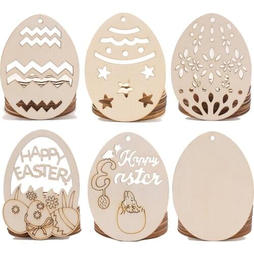10pcs/set Wooden Crafts Creative Easter Decoration Pendant North American Party Home Decoration Handmade Cartoon Props
