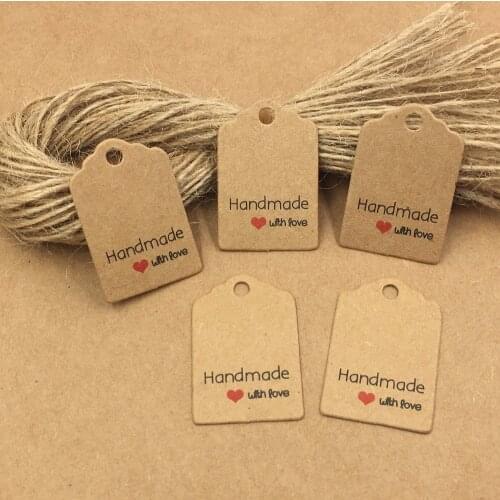 200pcs Kraft Paper Gift Tags With Strings,Wedding Packing Labels Love Handmade Kraft tags ,Paper Card Price tags,Hang tags