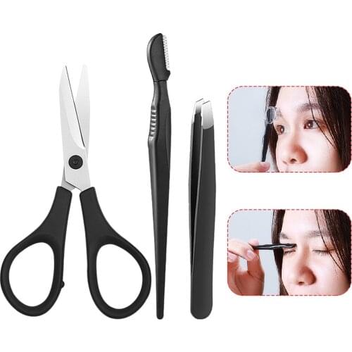 3pcs/set Portable Eyebrow Trimmer Kit Eyebrow Razor Set Eyebrow Scissors Comb Eye Brow Shaper Shaver Face Razor for Women