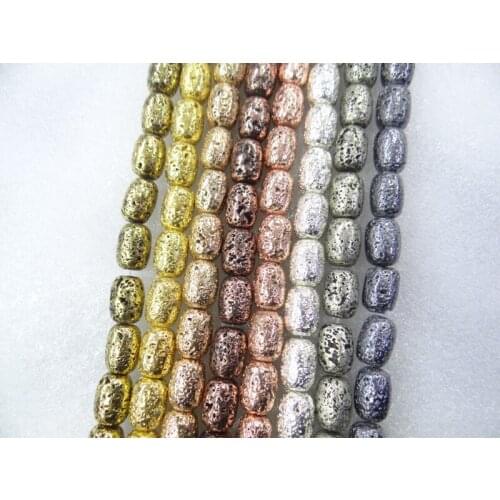 12*17mm Natural Stone electroplating Lava Bead Volcanic Rock Loose for diy Jewelry Making Bracelet Accessories24pcs