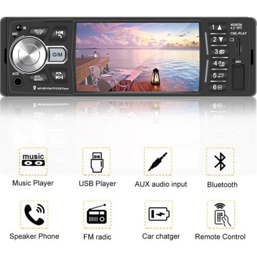 LEEPEE Audio Video MP5 Player TF USB Fast Charging Bluetooth 4.2 1 Din 4.1 Inch Car Radio ISO Remote Multicolor Lighting