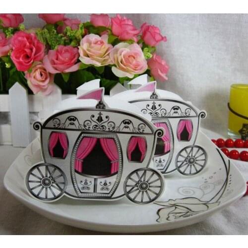 Free shipping! Wholesales! 50pcs/lot, Hot Sale Cinderella Enchanted Carriage Marriage Box Wedding Favor Boxes Gift box Candy box