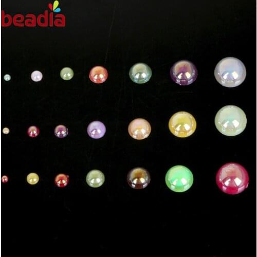 Size 3-14mm 50-1000pcs/lot ABS Imitation Half Round Pearl Beads Flat Back Spacer Beads For DIY Jewelry Making Carft Scrapbook
