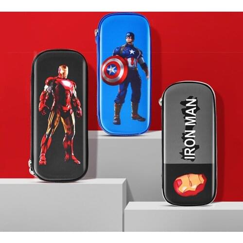 Disney Marvel Spiderman Pencil Case for Boy Girl Captain America Hard Shell Large Capacity Student Pencil Case Study Stationery