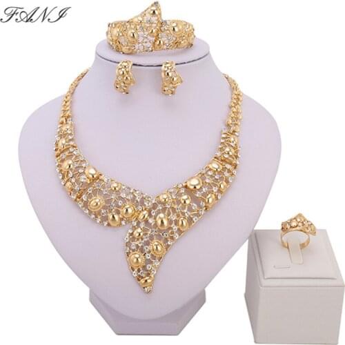 Fani Nigerian Wedding Jewelry Set customer design Bridal Accessories Dubai gold Jewelry Sets Brand African Beads Jewelry Set