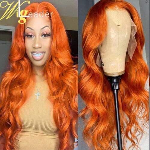 Ginger Orange Human Hair Lace Front Wigs 180% Preplucked Lace Frontal Wig Loose Wave Glueless Hair Wigs Wavy