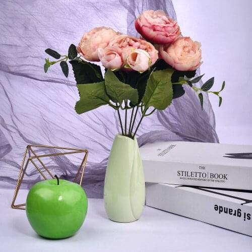 5 Heads Rose Artificial Flower Big Bouquet Silk Flower For Wedding Home Party Decoration Fake Flower Fall Decoration