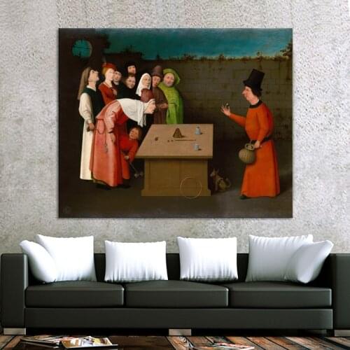 Famous Painting The Conjurer-Hieronymus Bosch Oil Painting on Canvas Posters and Prints Wall Art Pictures for Living Room Decor