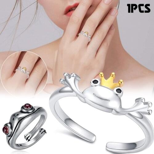 Frog Ring Retro Personality Animal Unisex Red Garnet Frog Open Adjustable Rings Fine Jewelry TT@88