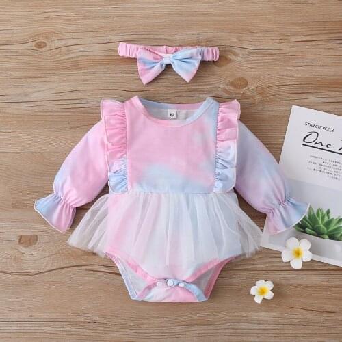 Newborn Baby Rompers With Headband Infant Spring Autumn Baby Girls Jumpsuit Christmas Toddler Clothes