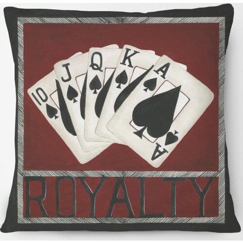 Royalty Flush Poker Cards Spades Cushion Covers Home Decorative Pillow Cases