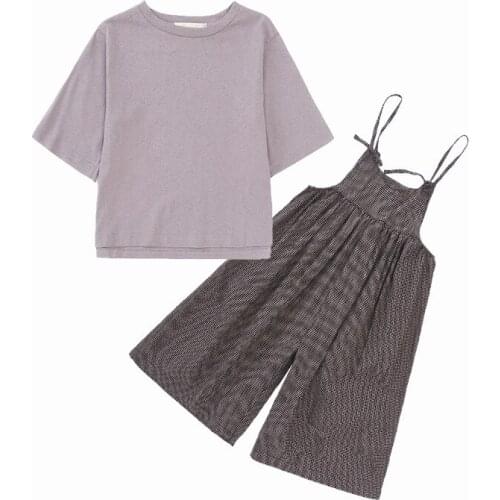 Summer Kids Sets Girls Leisure Clothes Sets Cotton Short Sleeved T-shirts+Cropped Pants 2 Pcs Suits Kids Cotton Comfortable Sets