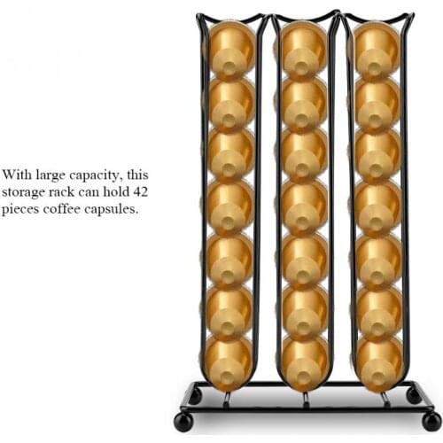 Metal Coffee Pod Holder Nespresso Capsule Stand Dispenser 3 Lines Coffee Capsule Storage Rack For 42 Pcs Capsule