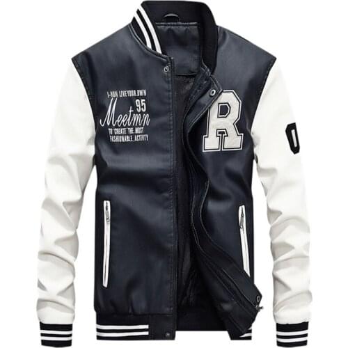 Vogue Nice Autum New Fashion Men Leather Jacket Boy Street Wear Baseball Jackets Man Thick Coat Casual Jaqueta Masculina 5XL