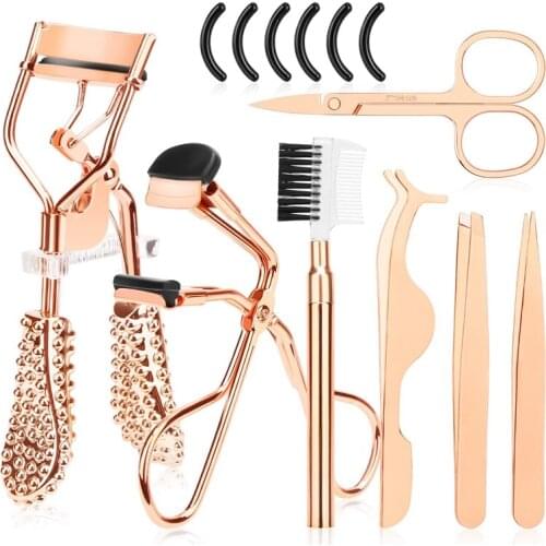 Eyelash Curler Makeup Kit, Mini Eyelash Curler Set, Eyelash Extension Tweezers, Eyelash And Eyebrow Brush Comb