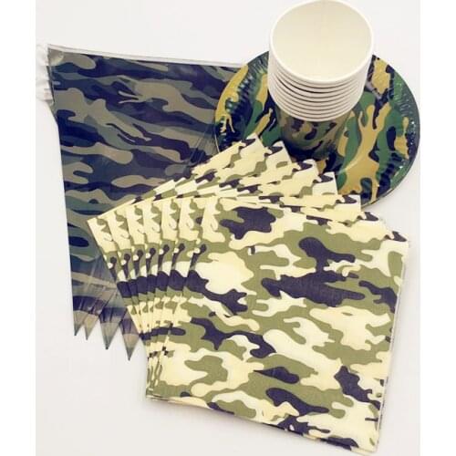 Party Supplies camouflage Disposable Tableware Sets kids birthday party decorations theme disposable tableware