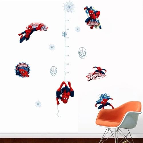Marvel hero spiderman growth chart wall stickers bedroom home decorations height measure wall decals pvc poster diy mural art