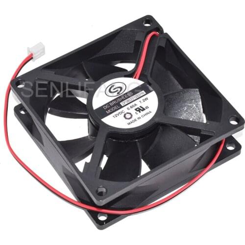Genuine New DF0802512B2HN DC12V 0.60A 7.2W Two Wires Square Cooling Fan