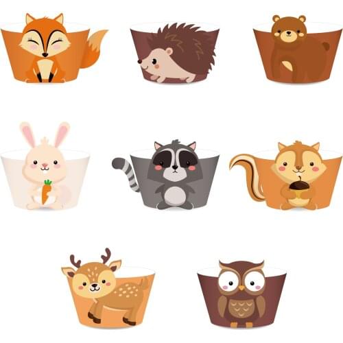 Baby Shower Safari Jungle Cake Border Decorations Cartoon Animals Cupcake Wrapper Kids Happy Birthday Cupcake Wrapper Decorating