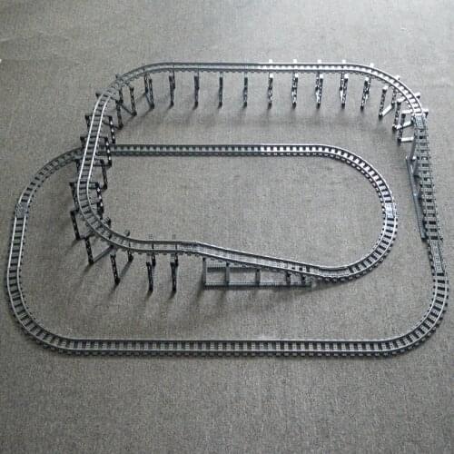 City Train Rail Flexible Tracks trein double layer Track Straight Curved Rails Building Block Brick Model Compatible All Brands