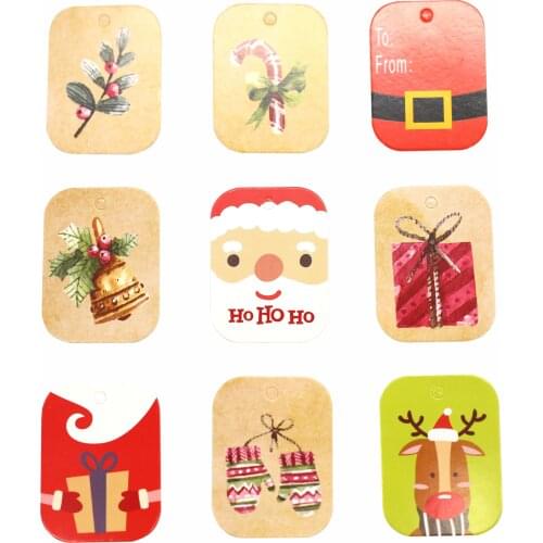 Christmas Gift Tag,Green Red Round Star Gift Label Happy New Year Merry Christmas Tree Hanging Pendant Gift Card 50pcs/lot