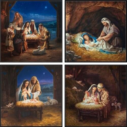 Counted Cross Stitch Kits Needlework Embroidery - Crafts 14 ct Aida DMC Color DIY Arts Home Decor - Holy Family Collection
