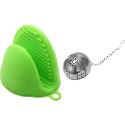 Oven Mitts Silicone Heat Resistant Pinch Mitts & Tea Ball Strainer Infuser Stainless Steel Ball Tea Infuser Mesh Filter