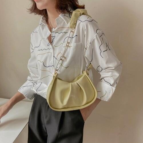 Soft PU Leather Womens Underarm Bag Fashion Design Ladies Chain Small Shoulder Bags Candy Color Female Clutch Handbags Bolso