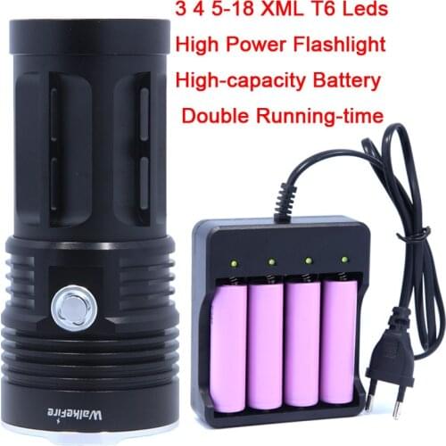 Super Power 3-18 * XM-L T6 led Flashlight Torch Lamp flash light Waterproof fishing Hunting Lamp use Rechargeable 18650 Battery