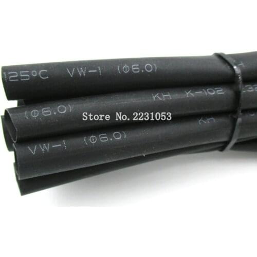 2 Meters/LOT 6mm Heat Shrink Heatshrink Heat Shrinkable Tubing Tube Sleeving Wrap Wire Black Color