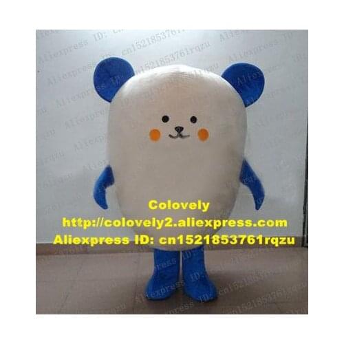 Quiet White Treasure Wombat Bear Mascot Costume Cartoon Character Mascotte Blue Short Arms Legs Small Nose Mouth ZZ1145 Free Sh