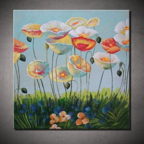 Spring Scenery Wild Flowers Handmade Oil Painting On Canvas Art Wall Mural Picture Decals Bedroom Living Room Posters (No Frame)