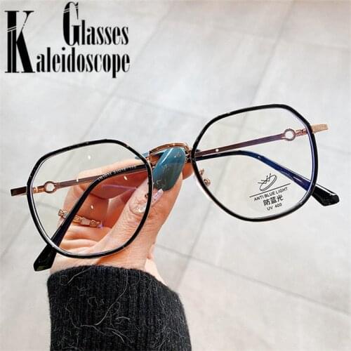 Vintage Anti Blue light Glasses Frame Women Men Round Clear Lens Myopia Spectacle Frames Optical Metal Transparent Eyewear