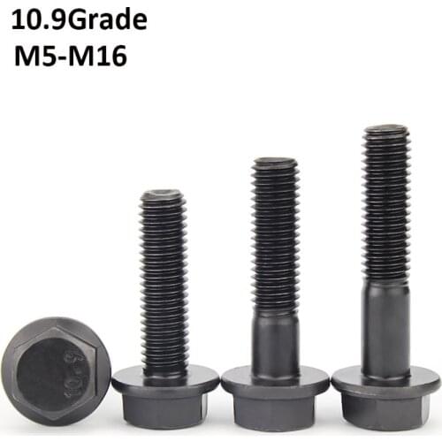 Grade 10.9 Carbon Steel Hex Head Flange Screws Hexagon Flanged Bolts Full/Partial Thread GB5789 M5 M6 M8 M10 M12 M14 M16