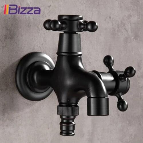 High Quality Black Oil Rubbed Bronze Double Using Washing Machine Faucet Wall Bathroom Corner Garden Outdoor Tap Mop Balcony