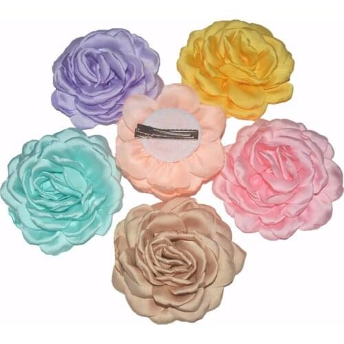 2 PCS/lot , 3.7" Burned Satin Peony Rose Flower Hair Clip, Large Fabric Tutu Hair Flower clips, Wedding Hair Accessories