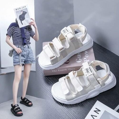 Velcro sandals women 2021 summer new fashion flat bottom all-match student beach non-slip soft bottom sports womens shoes