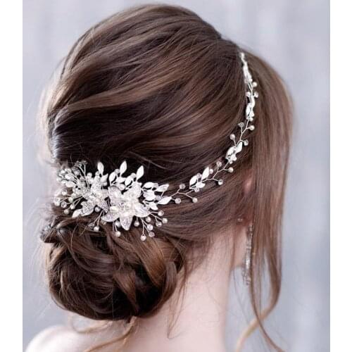 Pearl Flower Wedding Headbands For Women Hair Accessories Wedding Headband Flower Bridal Hair Jewelry Bride Tiara Headband