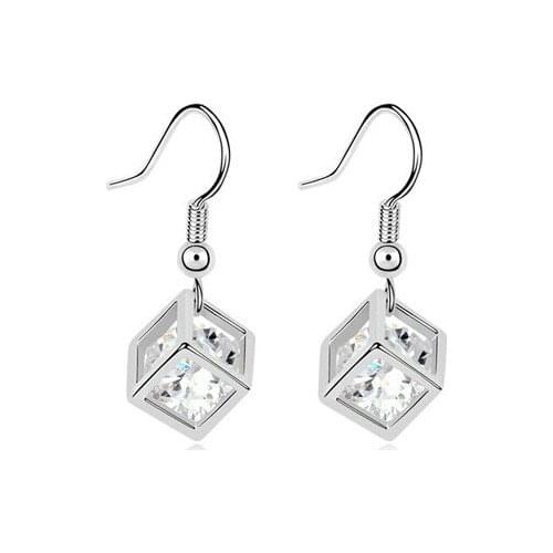 JS E172 New Arrival 2 Designs AAA Zircon Earings Gold And Silver Color Women Accessories Nickel Free Fashion Jewelry