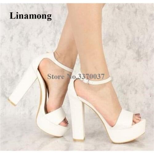 Women Classical Style Peep Toe Suede Leather High Platform Stiletto Heel Sandals Ankle Strap White Super High Heels Dress Shoes