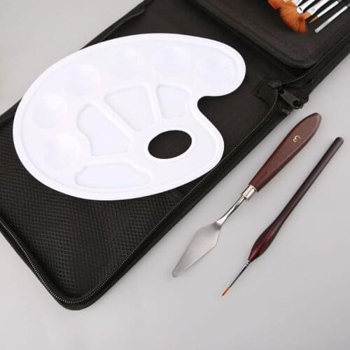 18pcs/Set Paint Brush Wooden Acrylic Painting Palette Gouache Cosmetic Art Kit Drawing Pens E56C