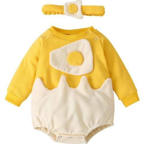 2021 new baby clothes Egg yellow bodysuit + Hairband baby sets new born body newborn baby cloth 0-24M girls infant clothing