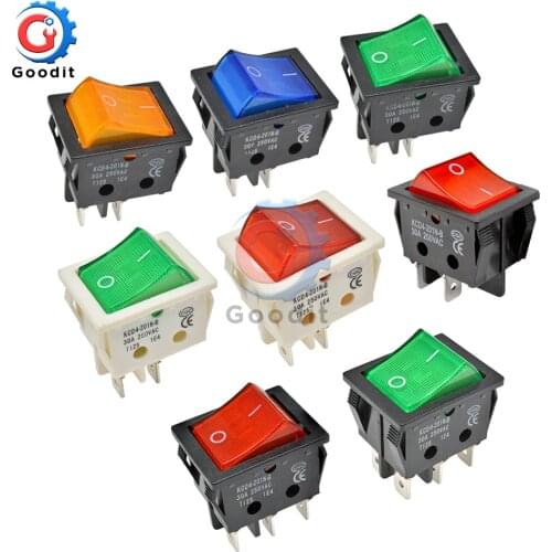 4 Pin Rocker Switch 2 Position Lamp Light ON/OFF 30A/250V KCD4 Toggle Power Switches Silver Contacts 25*31MM